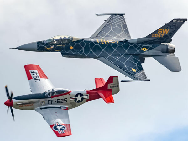 Heritage Flight P-51 "Val-Halla" and the USAF Viper Demo Team