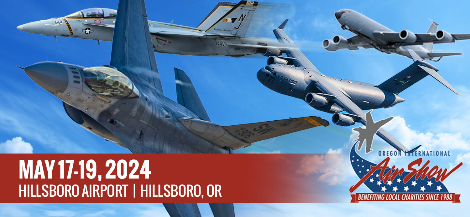 The 2024 Oregon International Air Show at Hillsboro will take place May 17-19 at the Hillsboro Airport. The show will feature acts such as the USAF F-16 Viper Demonstration Team and more!