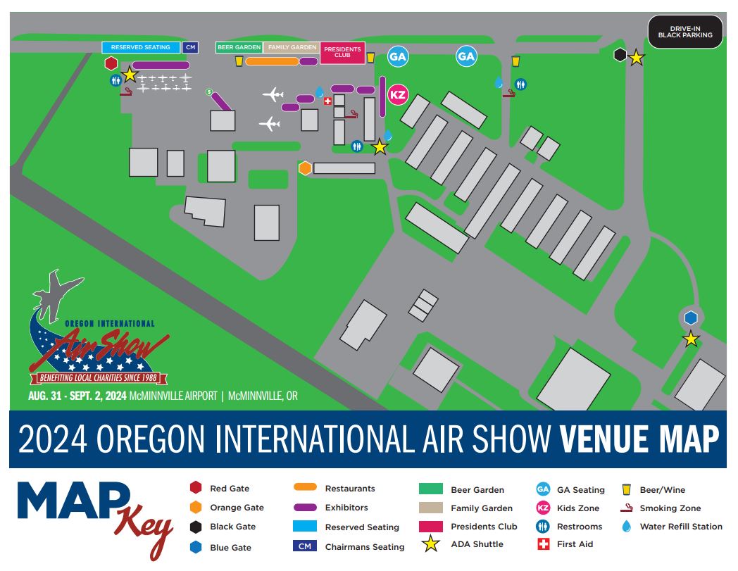 Oregon International Airshow - McMinnville Venue Map 2024